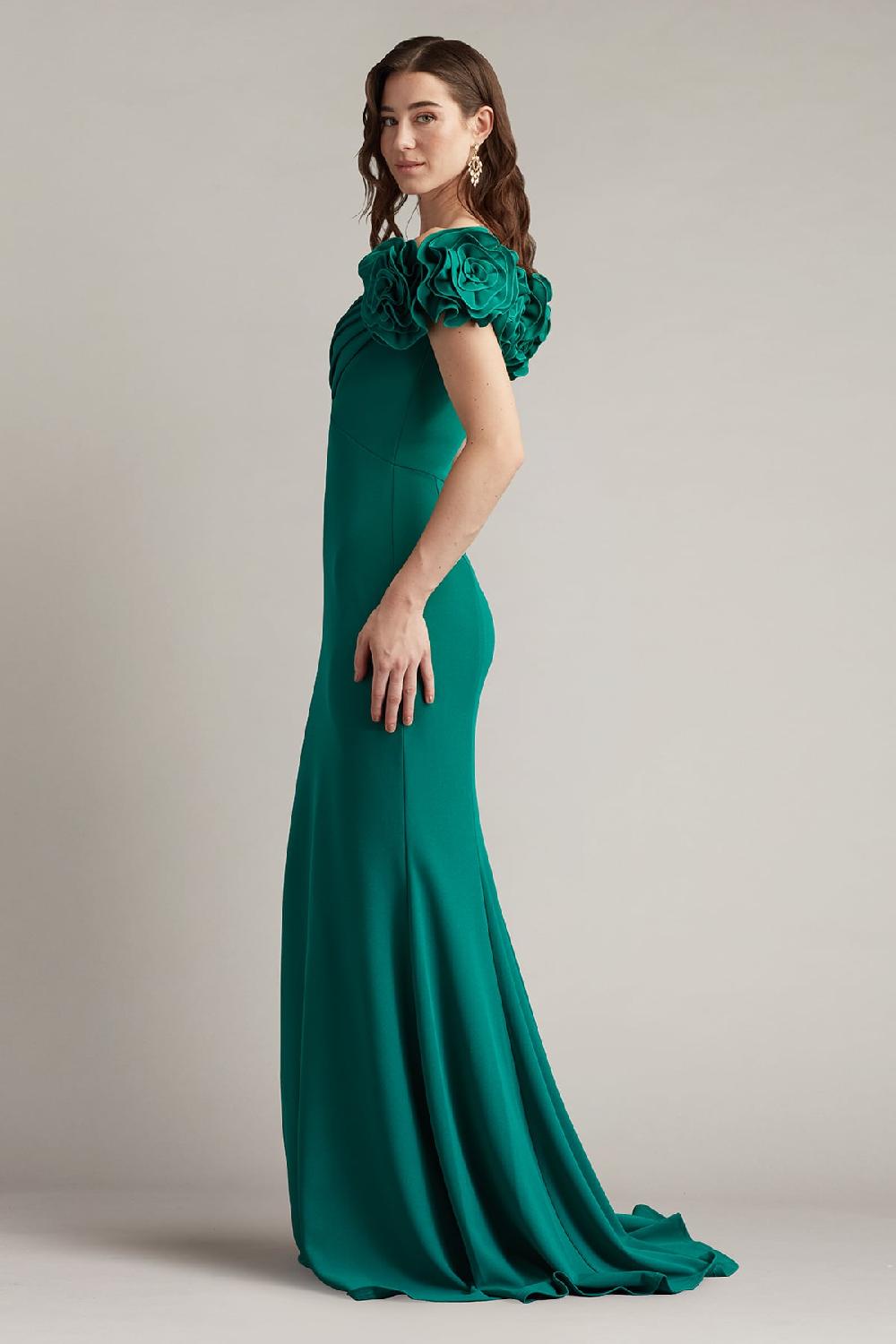 Tadashi Shoji Avenne Rosette-Embellished Gown