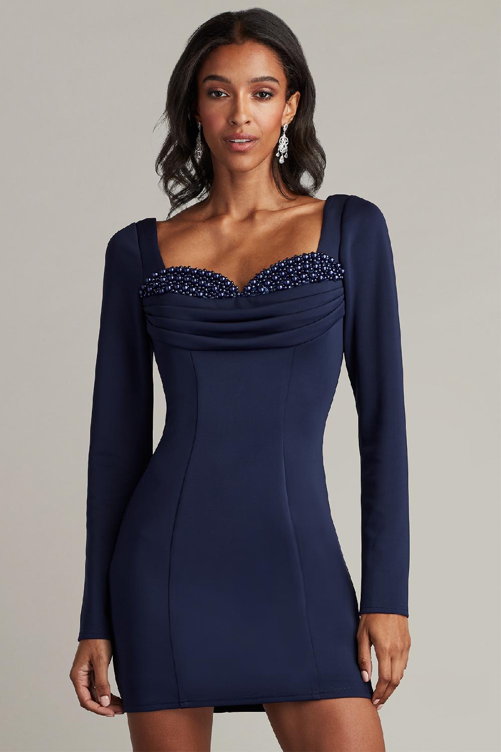 Tadashi Shoji Aza Beaded Scuba Mini Dress
