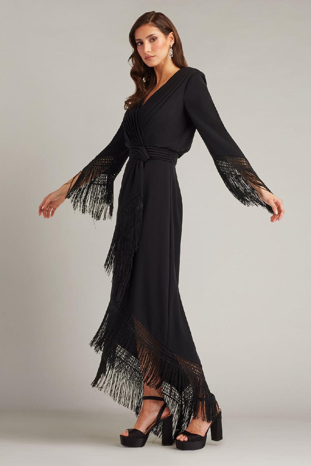 Tadashi Shoji Azie Fringe Midi Dress