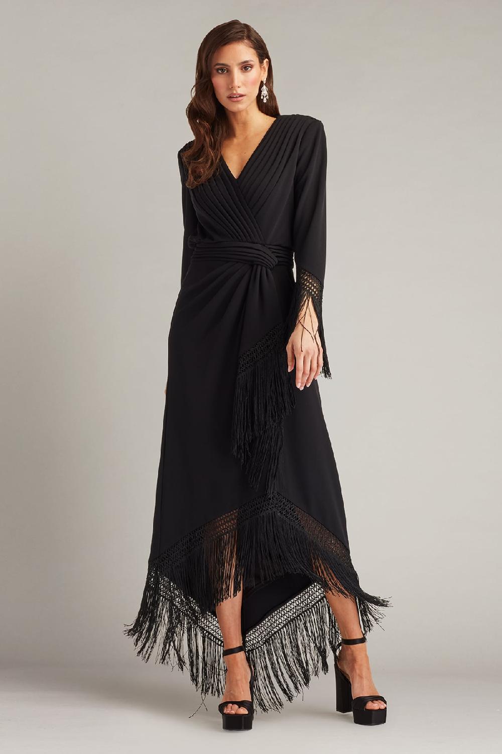 tadashi shoji Azie Fringe Midi Dress
