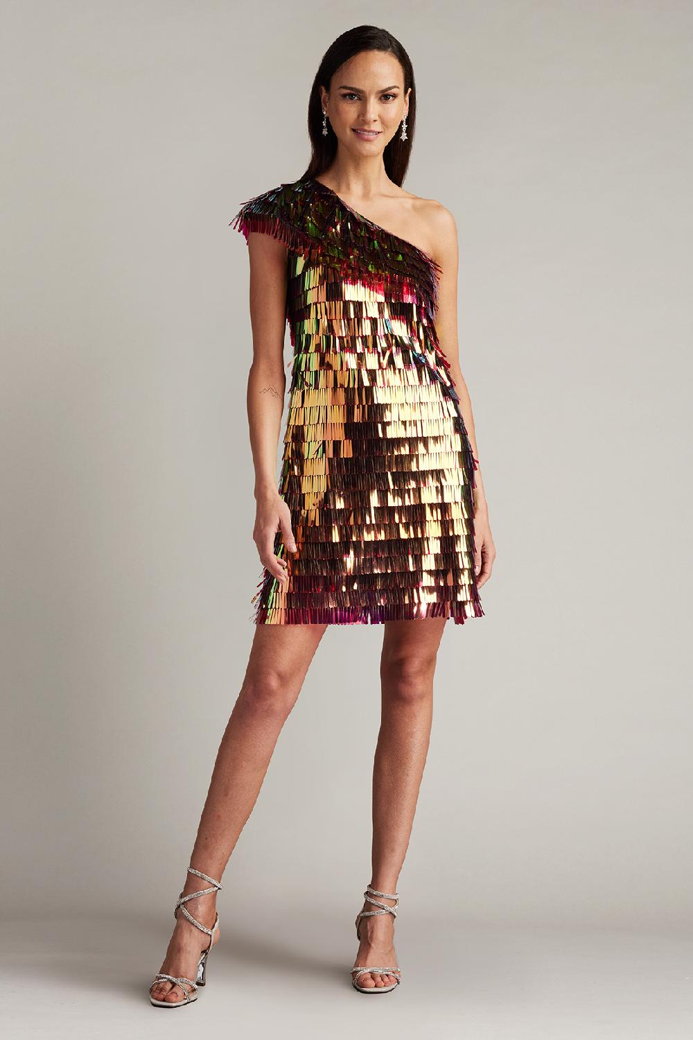 tadashi shoji Bina Sequin Fringe Mini Dress
