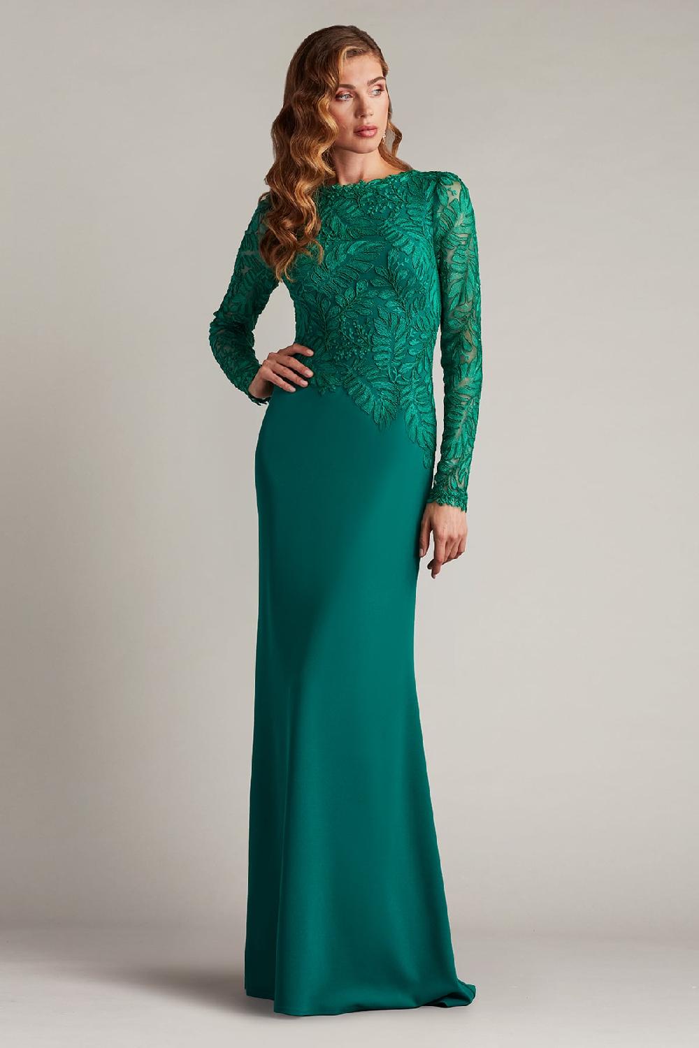 Tadashi Shoji Caliste Embroidered Crepe Gown