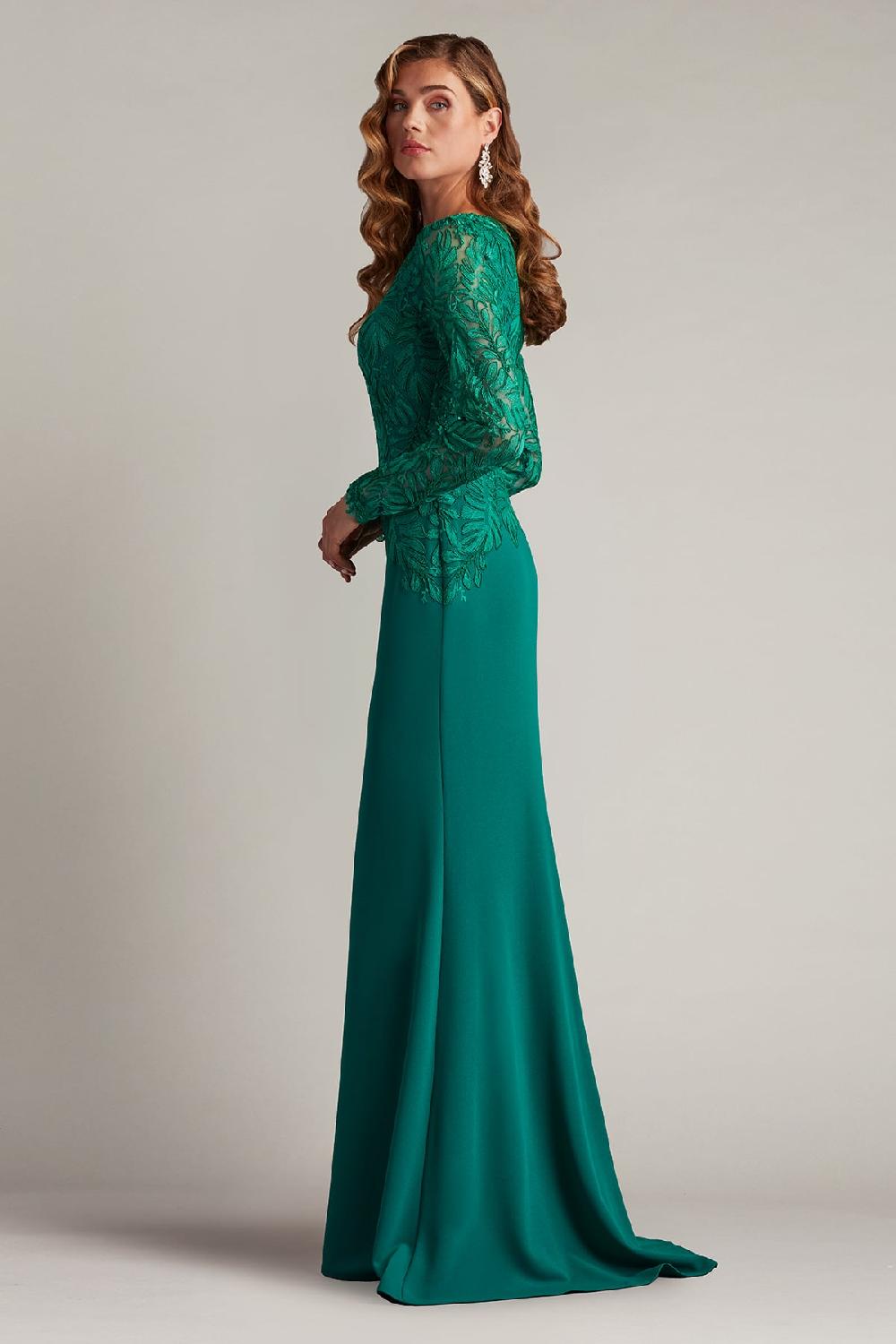 Tadashi Shoji Caliste Embroidered Crepe Gown