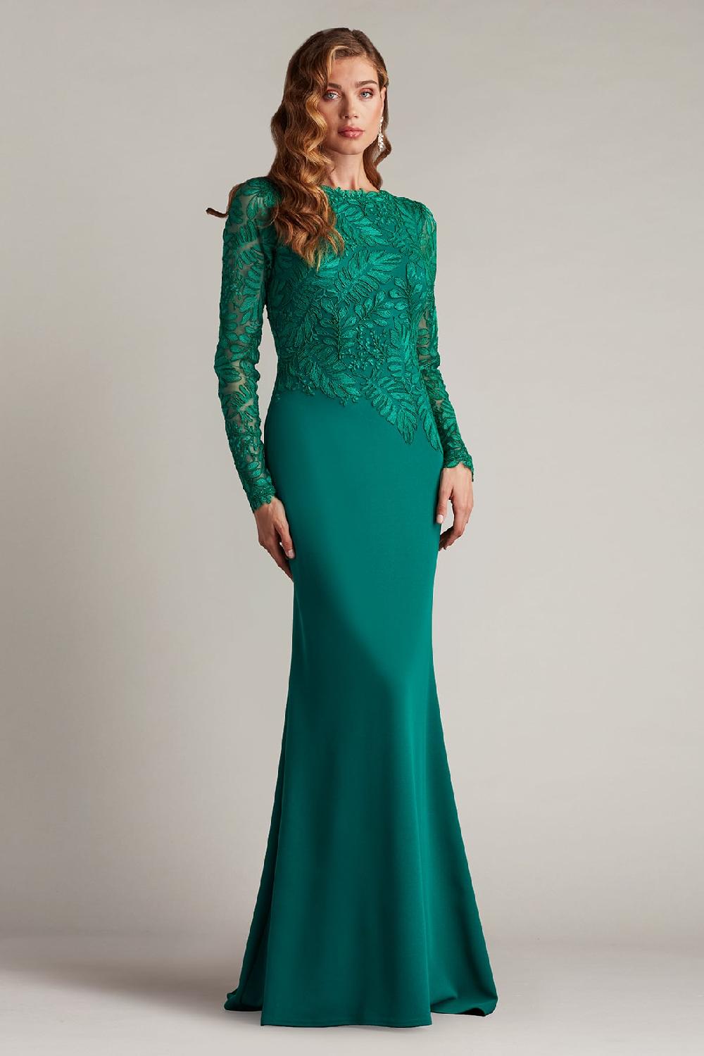 tadashi shoji Caliste Embroidered Crepe Gown