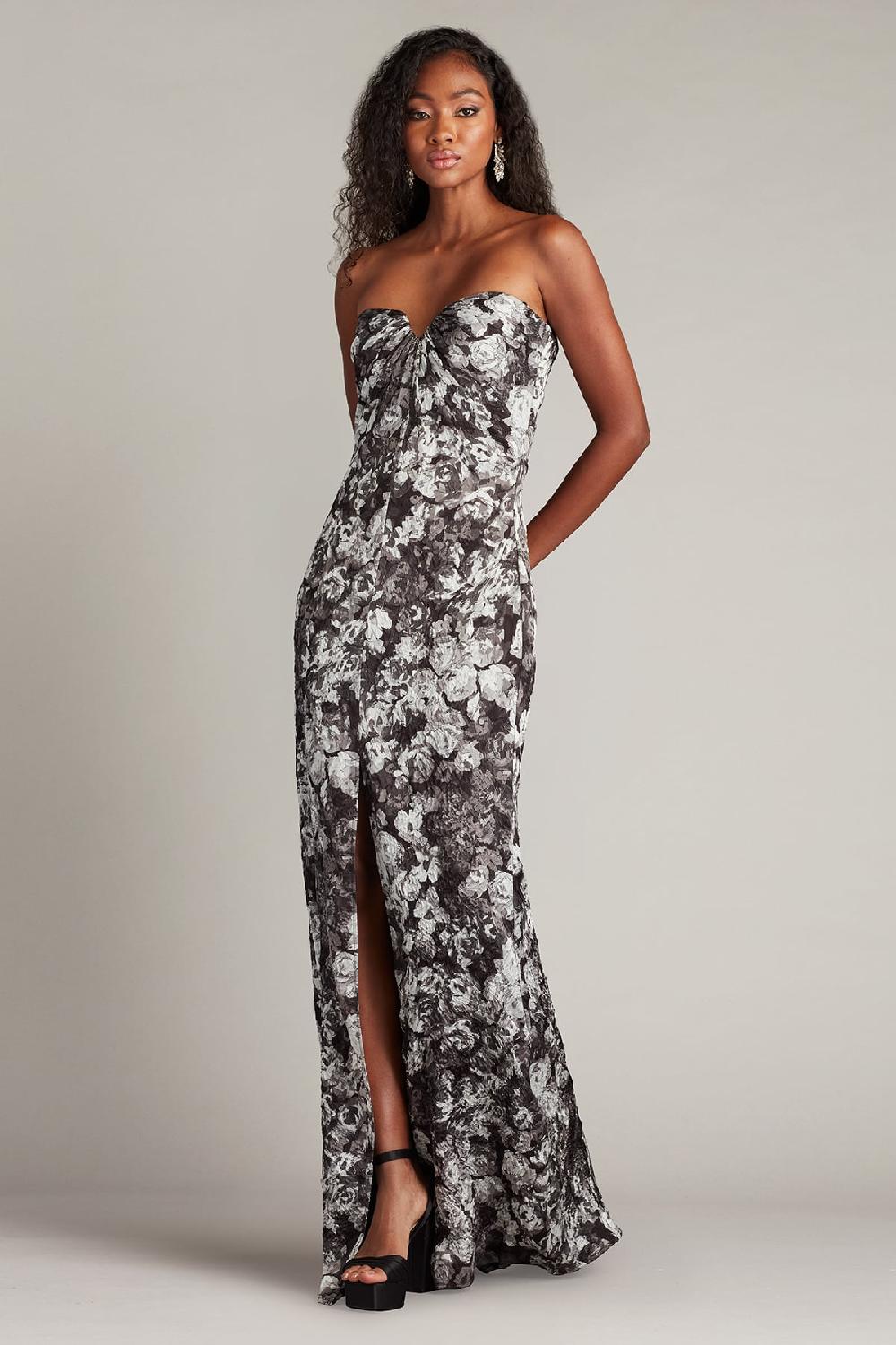 Tadashi Shoji Carnie Strapless Floral Print Gown
