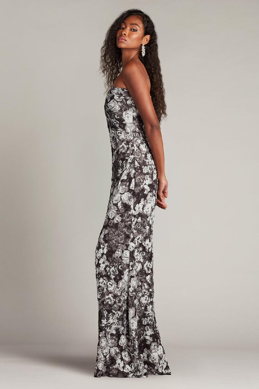 Tadashi Shoji Carnie Strapless Floral Print Gown