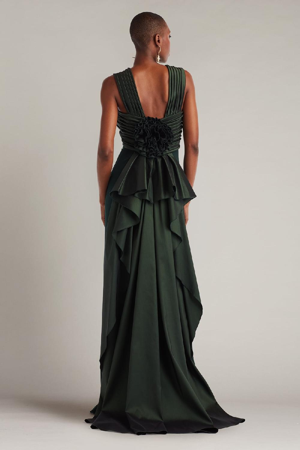 Tadashi Shoji Caro Cascading Halter Gown