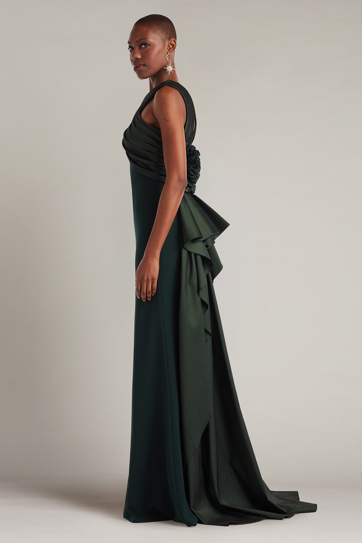 Tadashi Shoji Caro Cascading Halter Gown