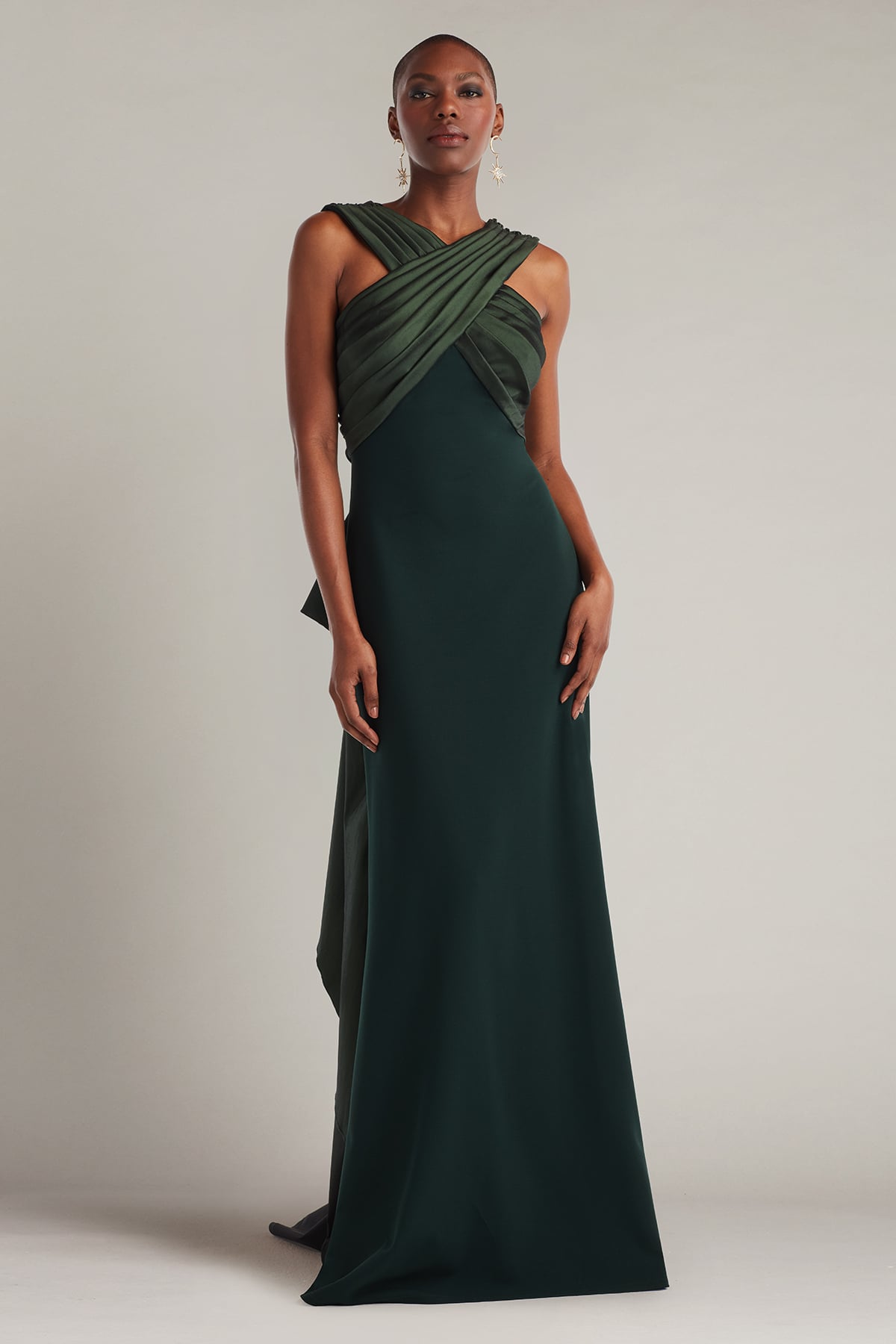 tadashi shoji Caro Cascading Halter Gown