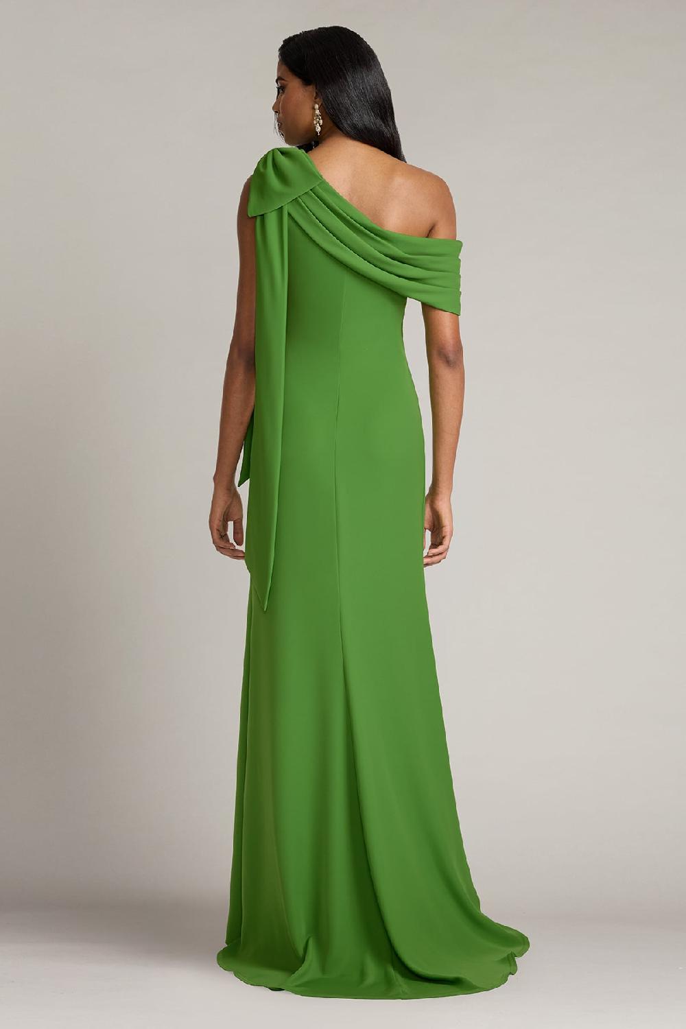 Tadashi Shoji Cassia Bow-Shoulder Crepe Gown