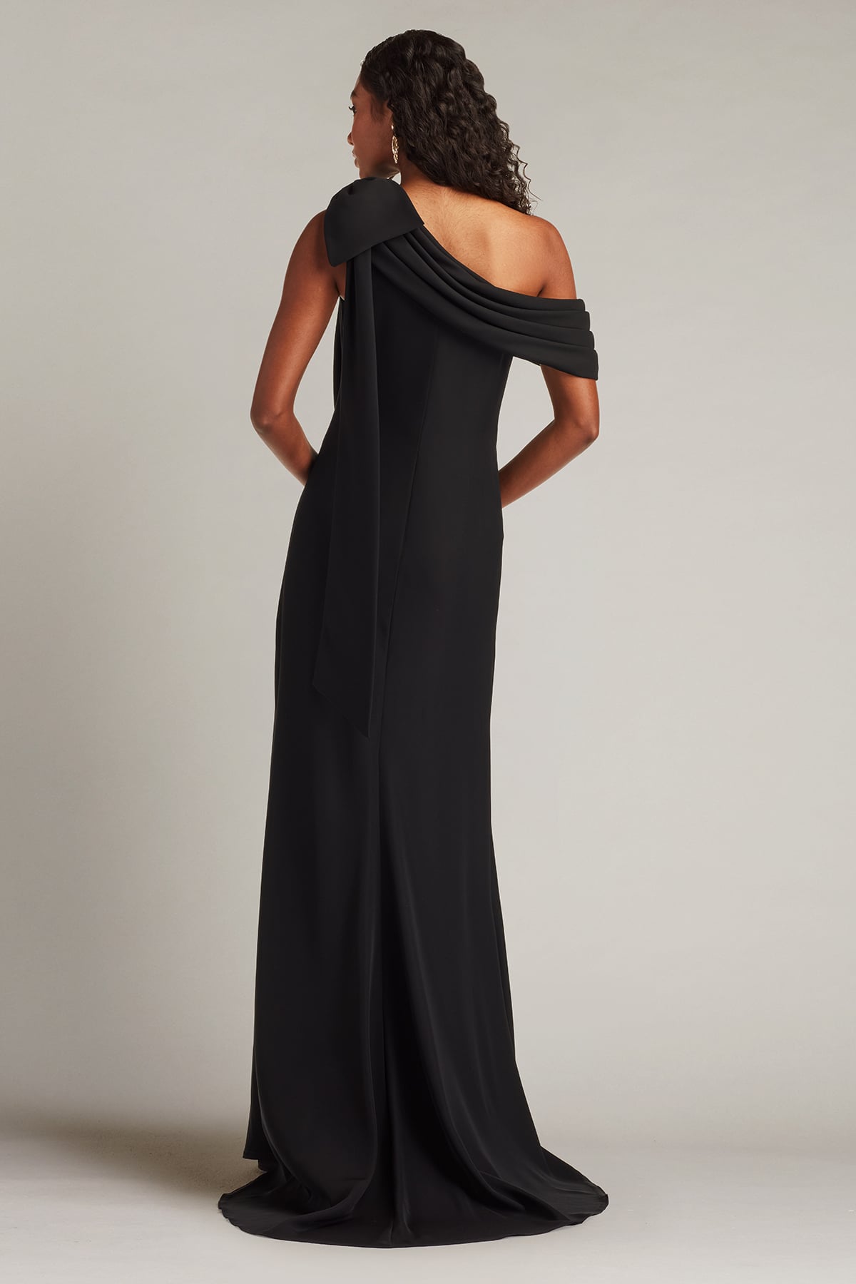 Tadashi Shoji Cassia Bow-Shoulder Crepe Gown