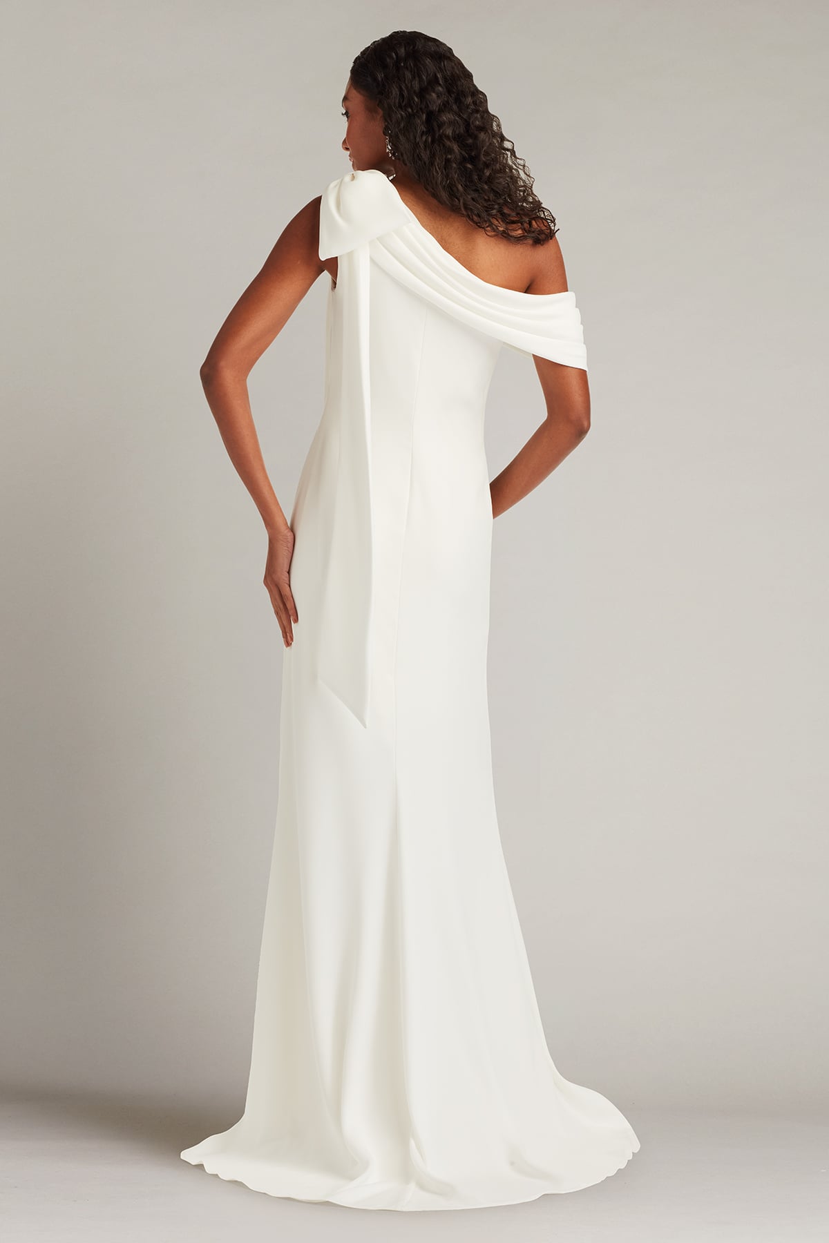 Tadashi Shoji Cassia Bow-Shoulder Crepe Gown