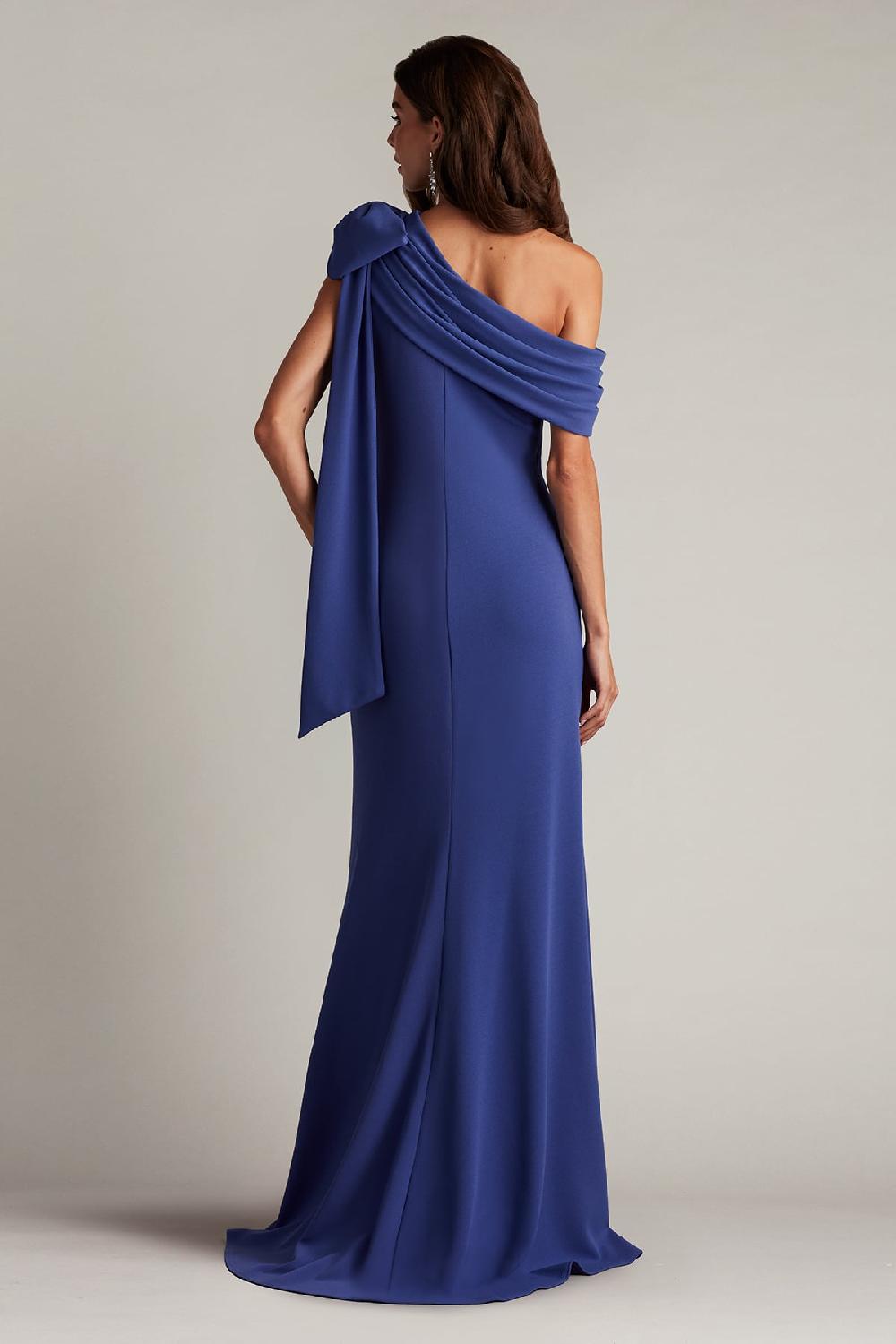 Tadashi Shoji Cassia Bow-Shoulder Crepe Gown