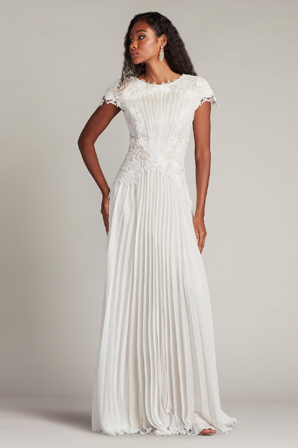 Tadashi Shoji Cassiel Pleated Chiffon Gown