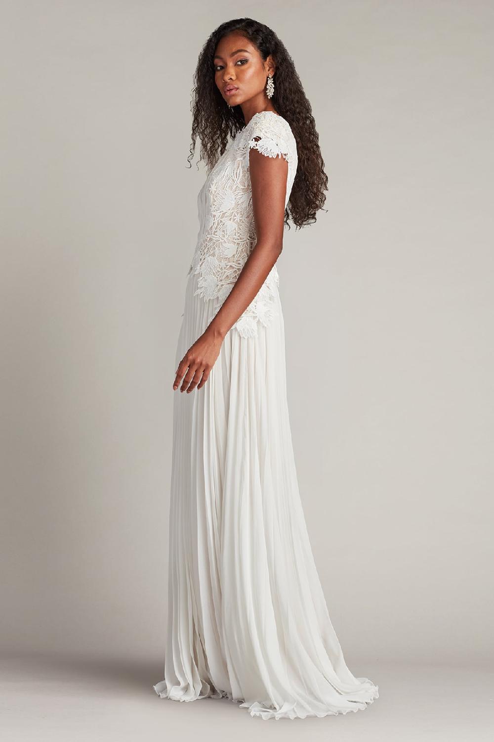 Tadashi Shoji Cassiel Pleated Chiffon Gown