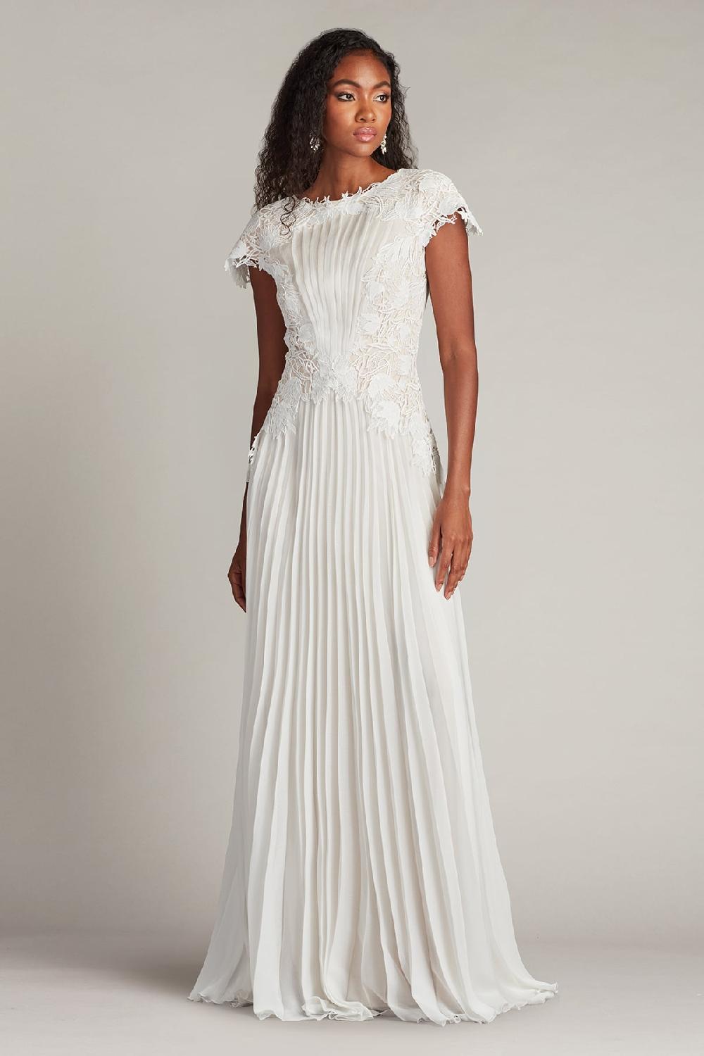 tadashi shoji Cassiel Pleated Chiffon Gown