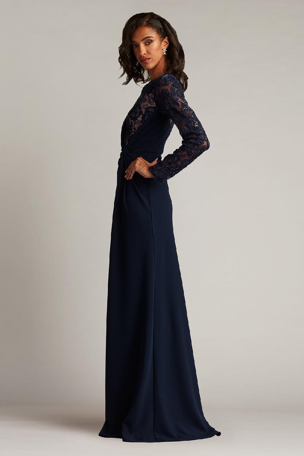 Tadashi Shoji Devika Embroidered Twist-Drape Gown