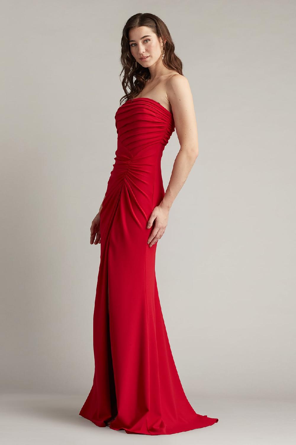 Tadashi Shoji Dorsett Pleated Crepe Gown