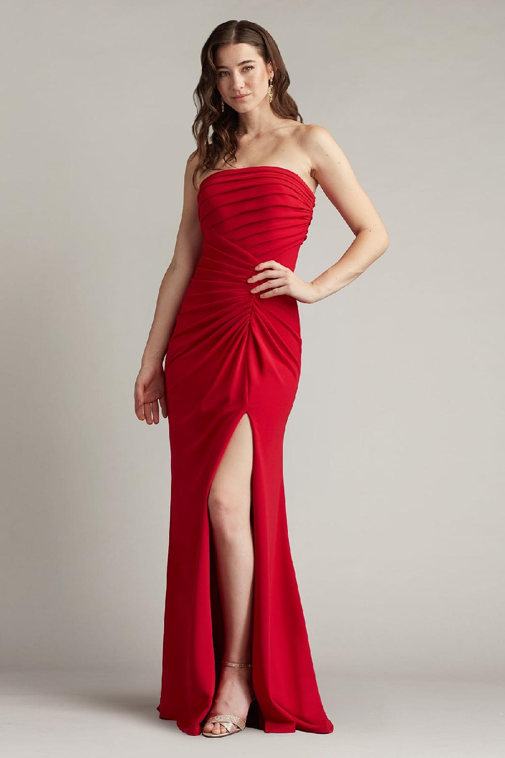 tadashi shoji Dorsett Pleated Crepe Gown