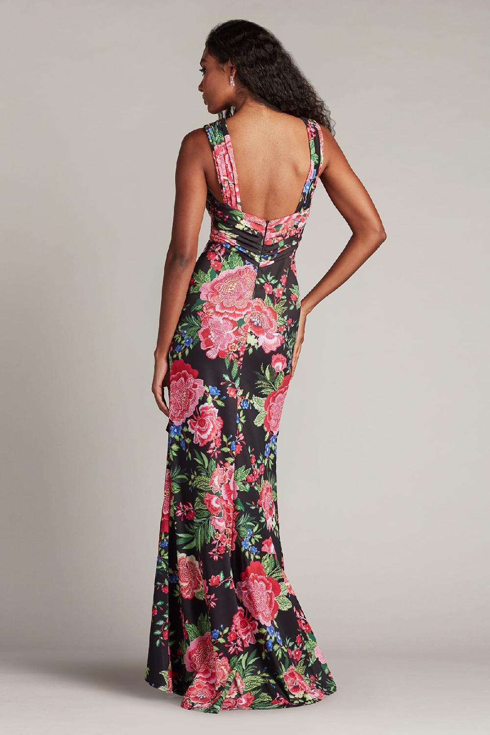 Tadashi Shoji Elarra Floral Waterfall Flounce Gown