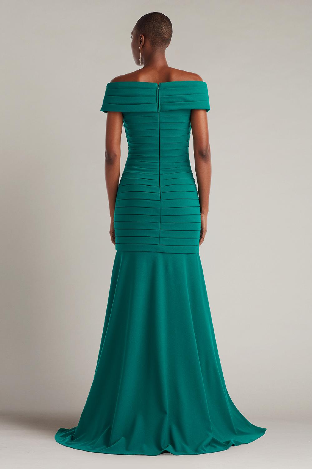 Tadashi Shoji Elisea Shutter-Pleated Crepe Gown