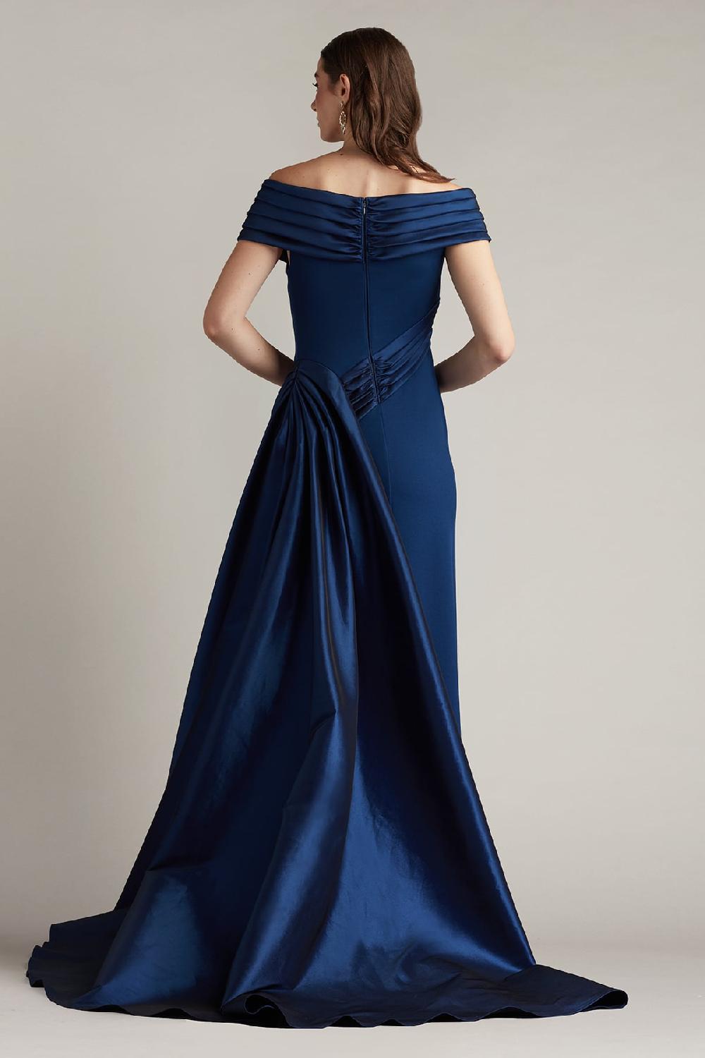 Tadashi Shoji Elysian Draped Overlay Train Gown
