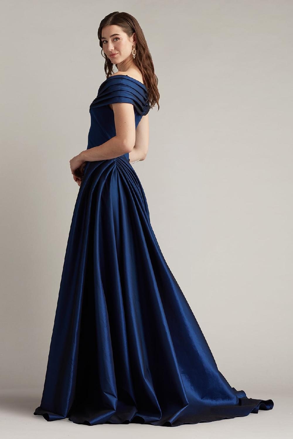 Tadashi Shoji Elysian Draped Overlay Train Gown