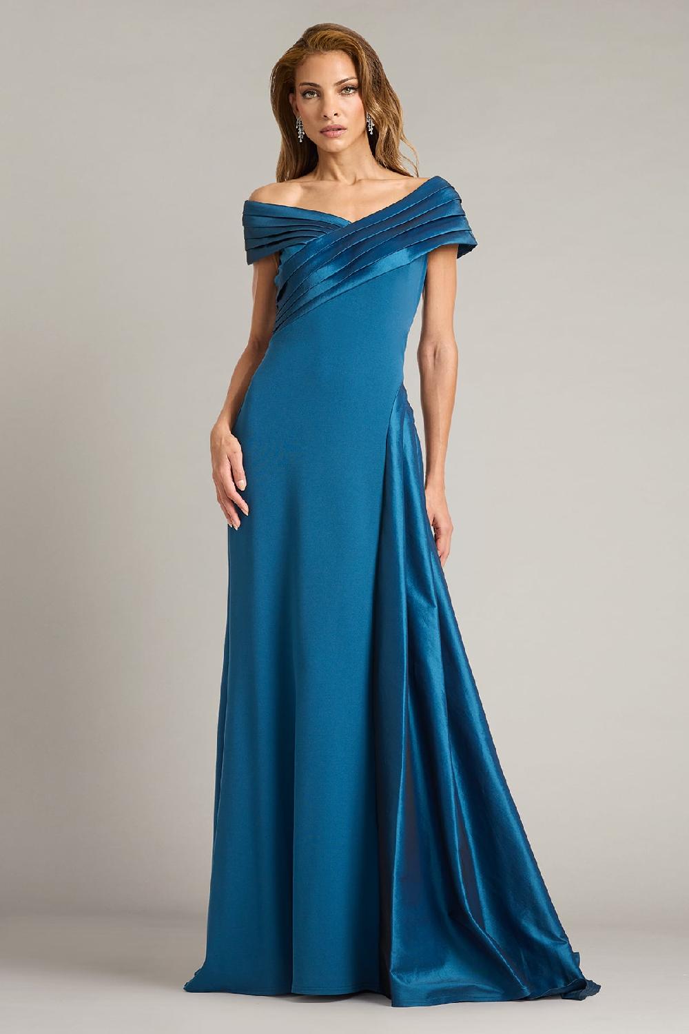tadashi shoji Elysian Draped Overlay Train Gown