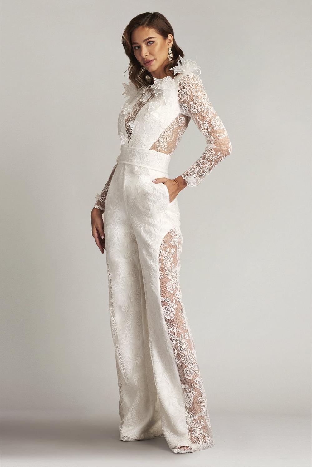 Tadashi Shoji Enger 3D Floral Embroidered Jumpsuit