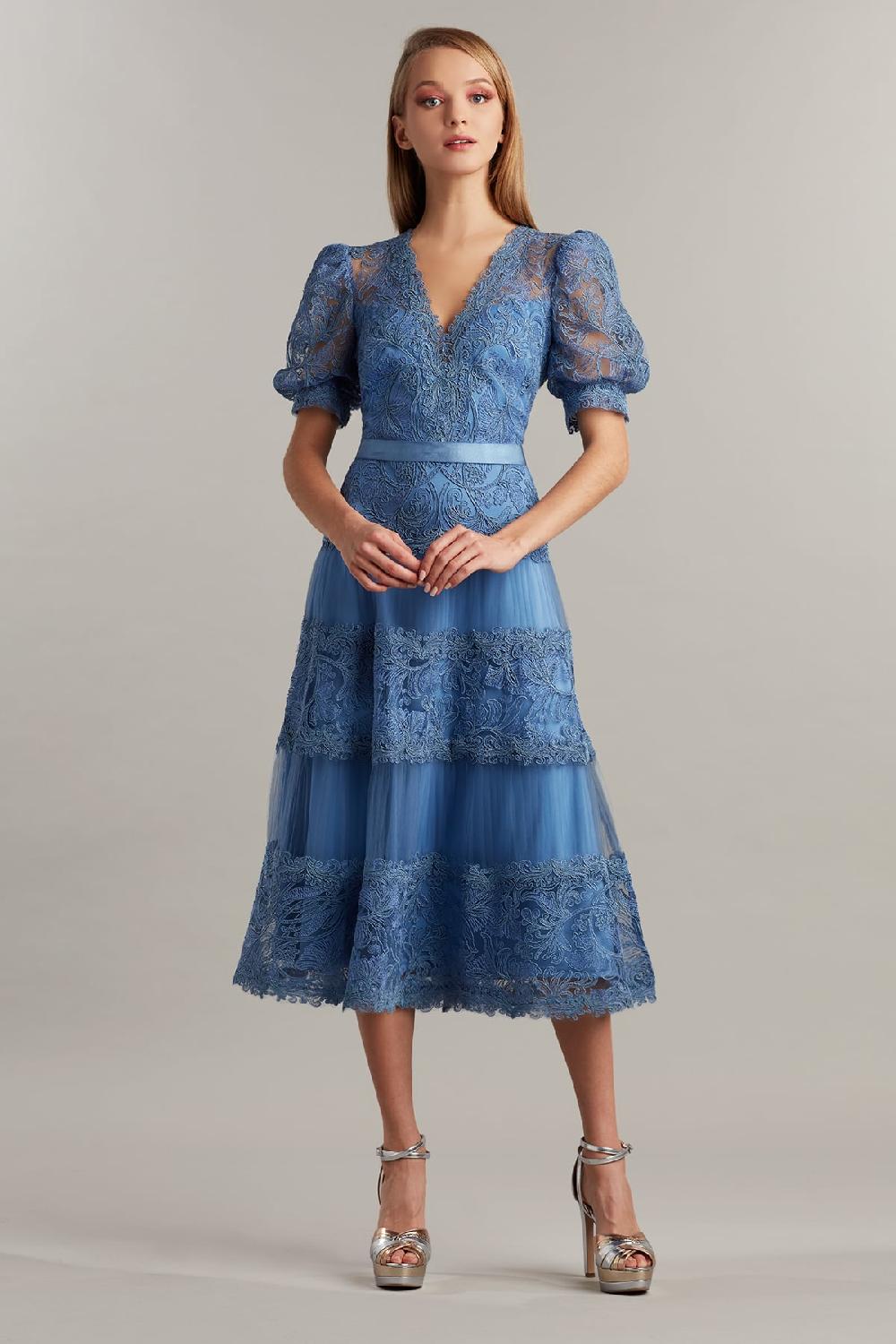 tadashi shoji Fatiha Floral Lace & Chiffon Dress