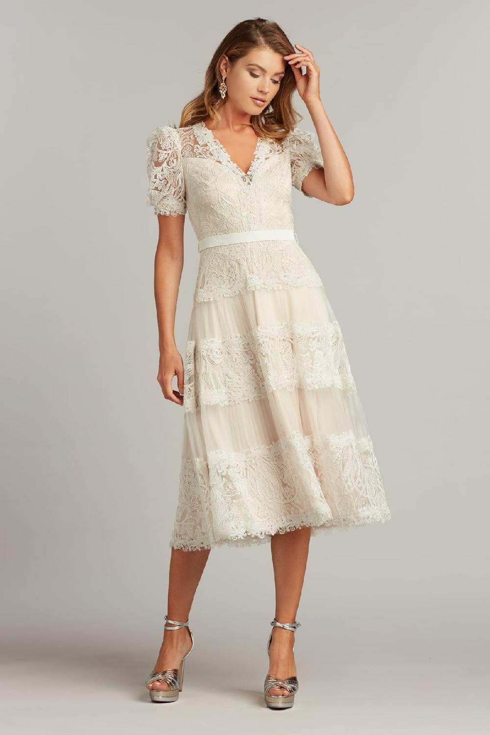 tadashi shoji Fatiha Floral Lace & Chiffon Dress