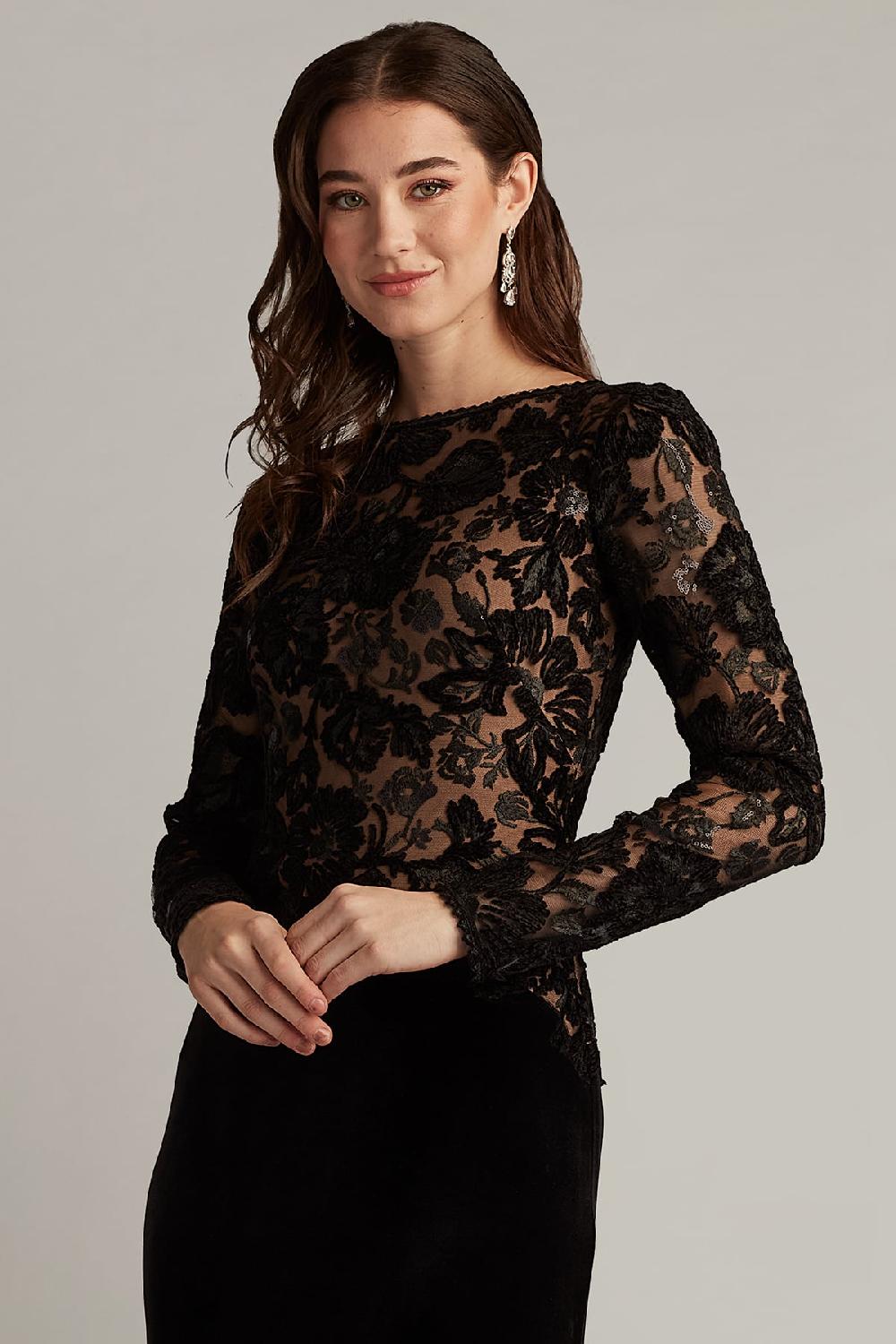 Tadashi Shoji Forena Embroidered Crepe Gown