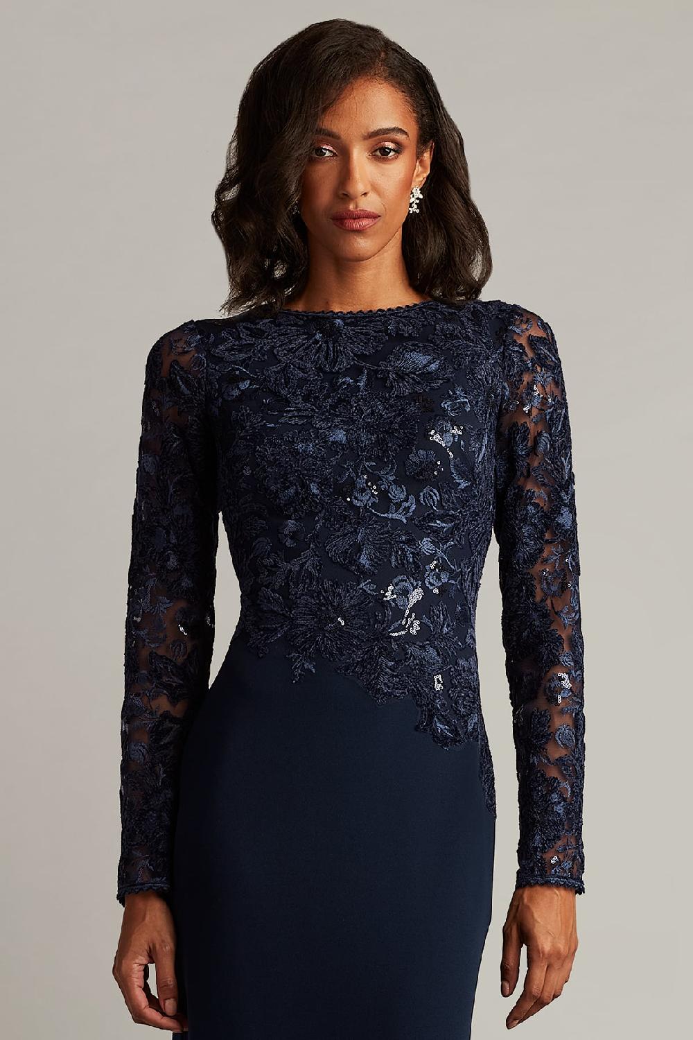 Tadashi Shoji Forena Embroidered Crepe Gown