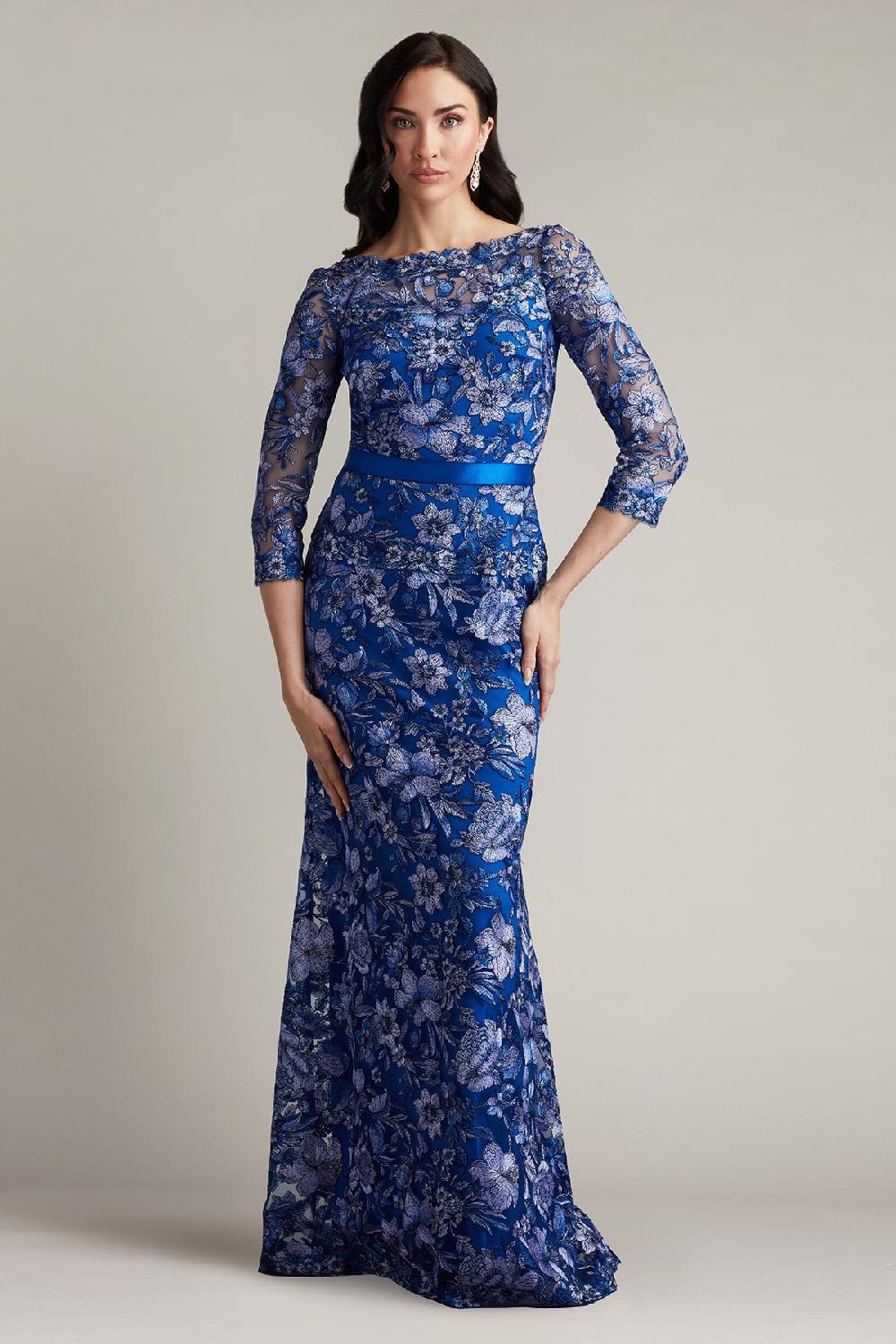 Tadashi Shoji Fulcher Embroidered Illusion Gown