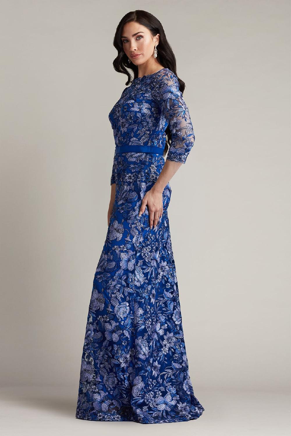 Tadashi Shoji Fulcher Embroidered Illusion Gown