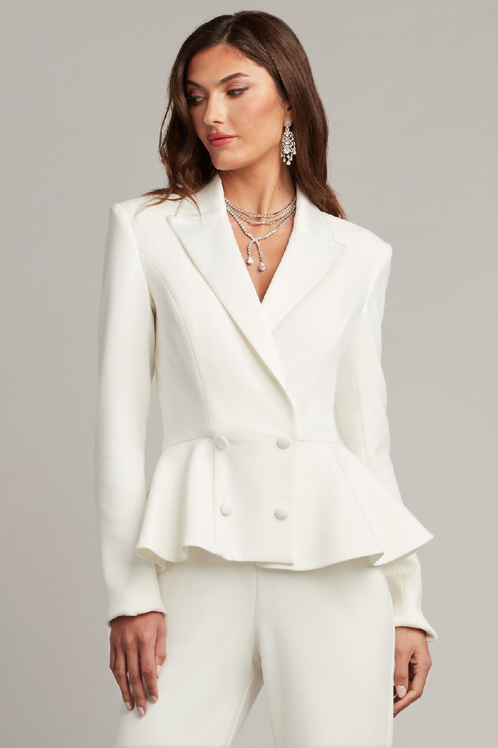 Tadashi Shoji Gilles Peplum Tuxedo Bridal Jumpsuit