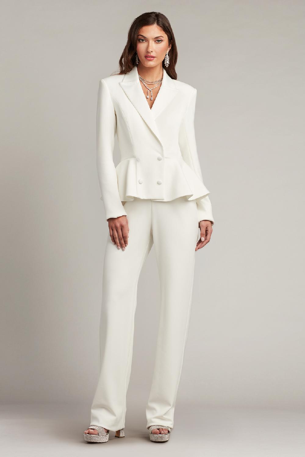 tadashi shoji Gilles Peplum Tuxedo Bridal Jumpsuit