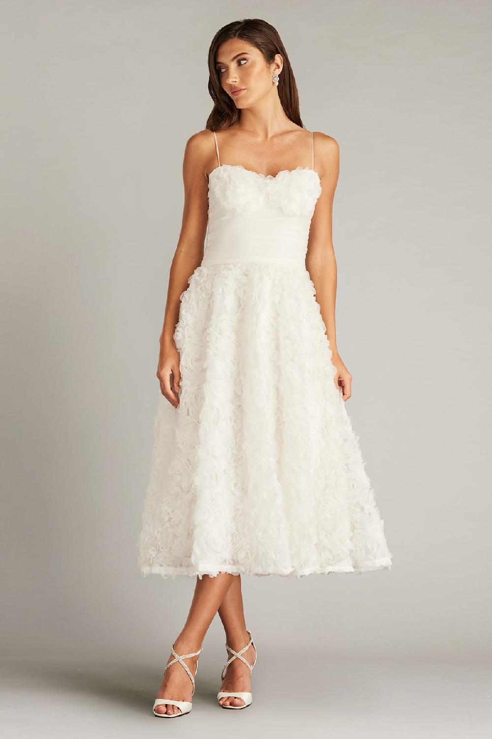 Tadashi Shoji Greer Rosette Appliqué Midi Dress