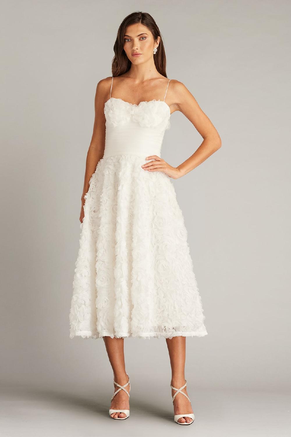 tadashi shoji Greer Rosette Appliqué Midi Dress
