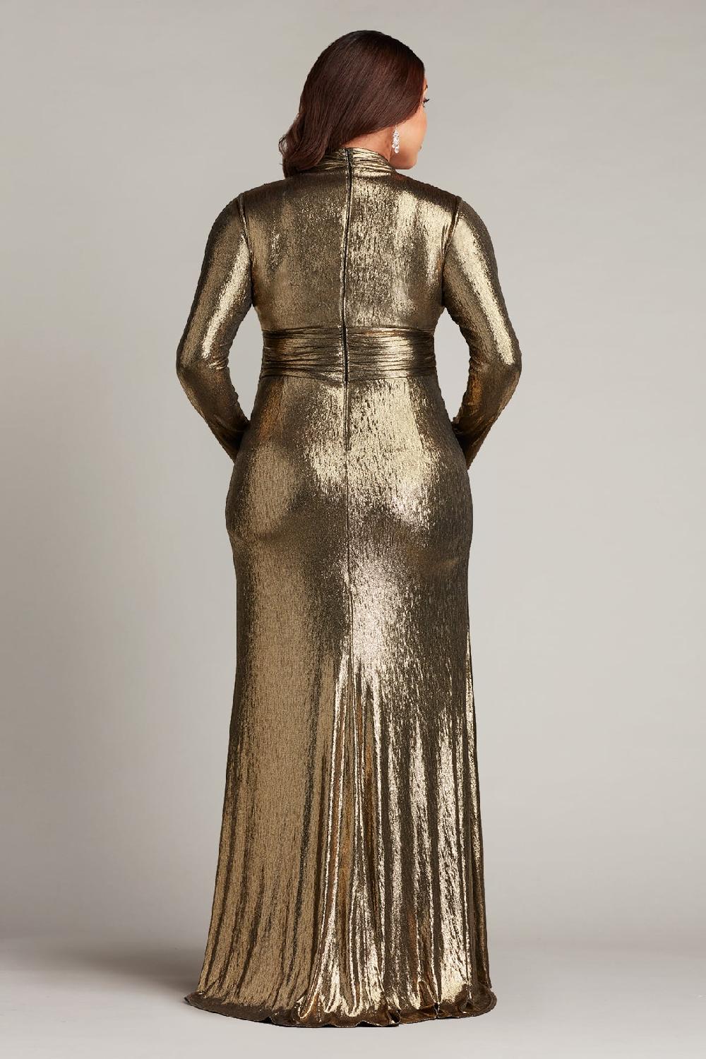 Tadashi Shoji Imanie Draped Lamé Gown - PLUS SIZE