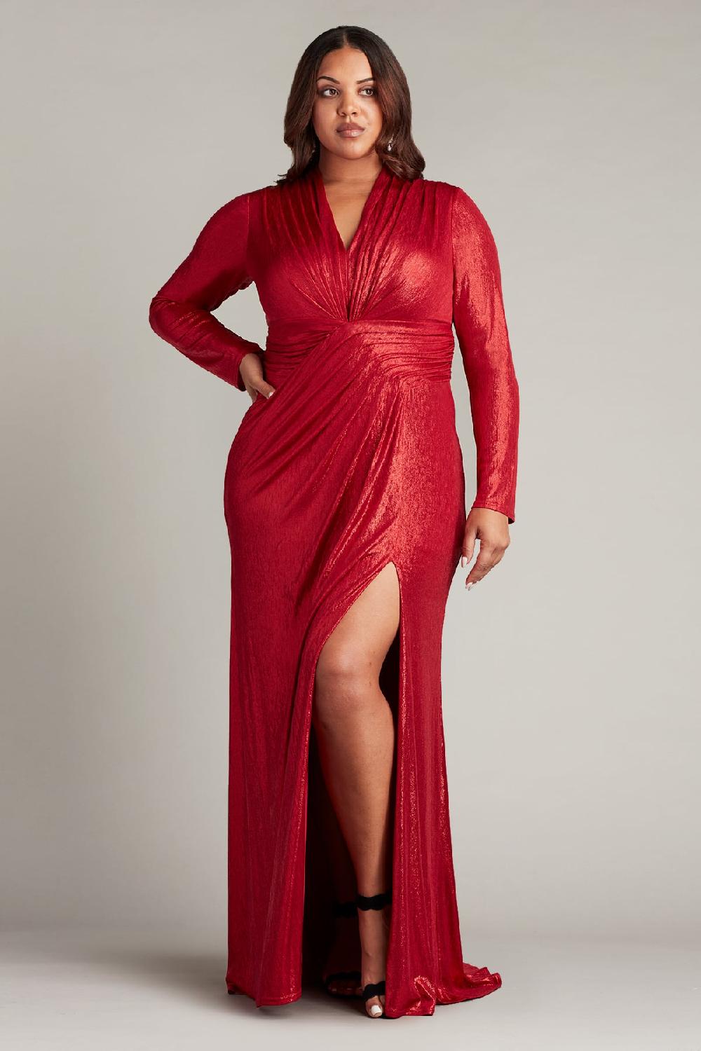 Tadashi Shoji Imanie Draped Lamé Gown - PLUS SIZE