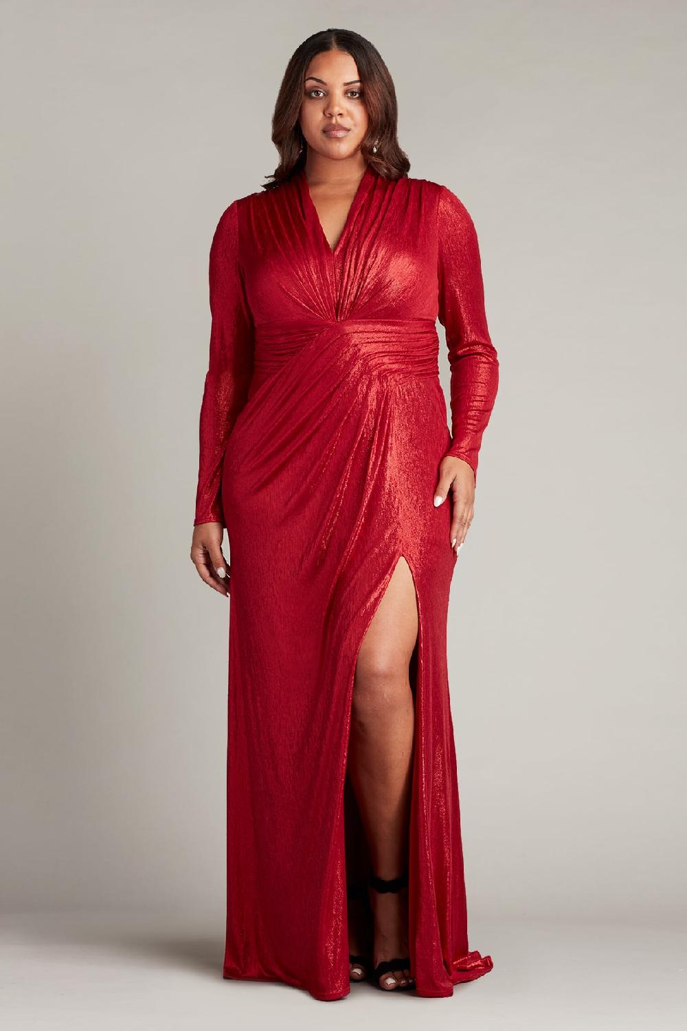 tadashi shoji Imanie Draped Lamé Gown - PLUS SIZE