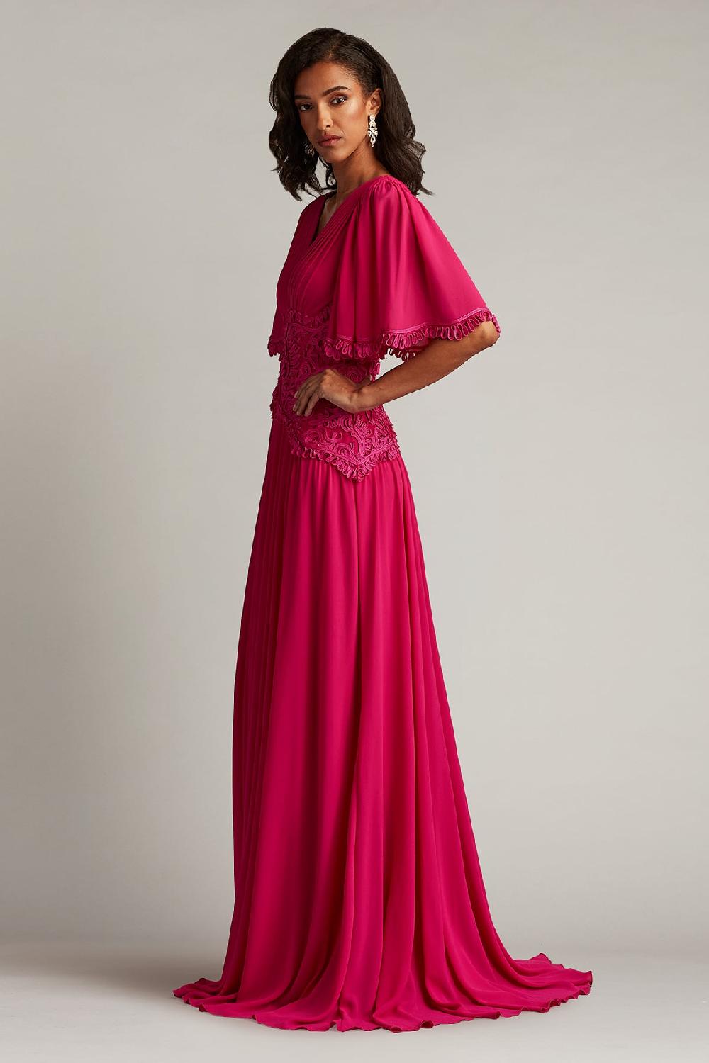 Tadashi Shoji Indira Embroidered Chiffon Gown