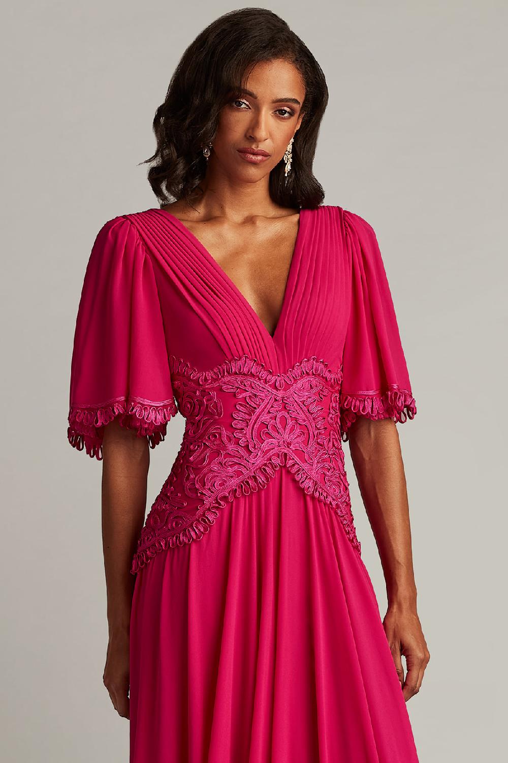 Tadashi Shoji Indira Embroidered Chiffon Gown