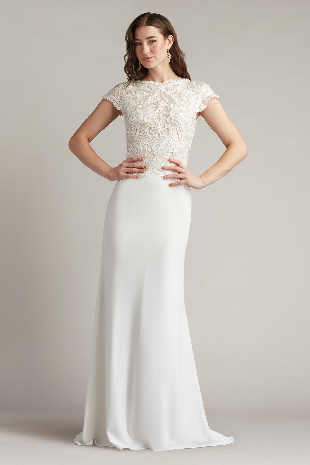 Tadashi Shoji Isadora Embroidered Crepe Gown