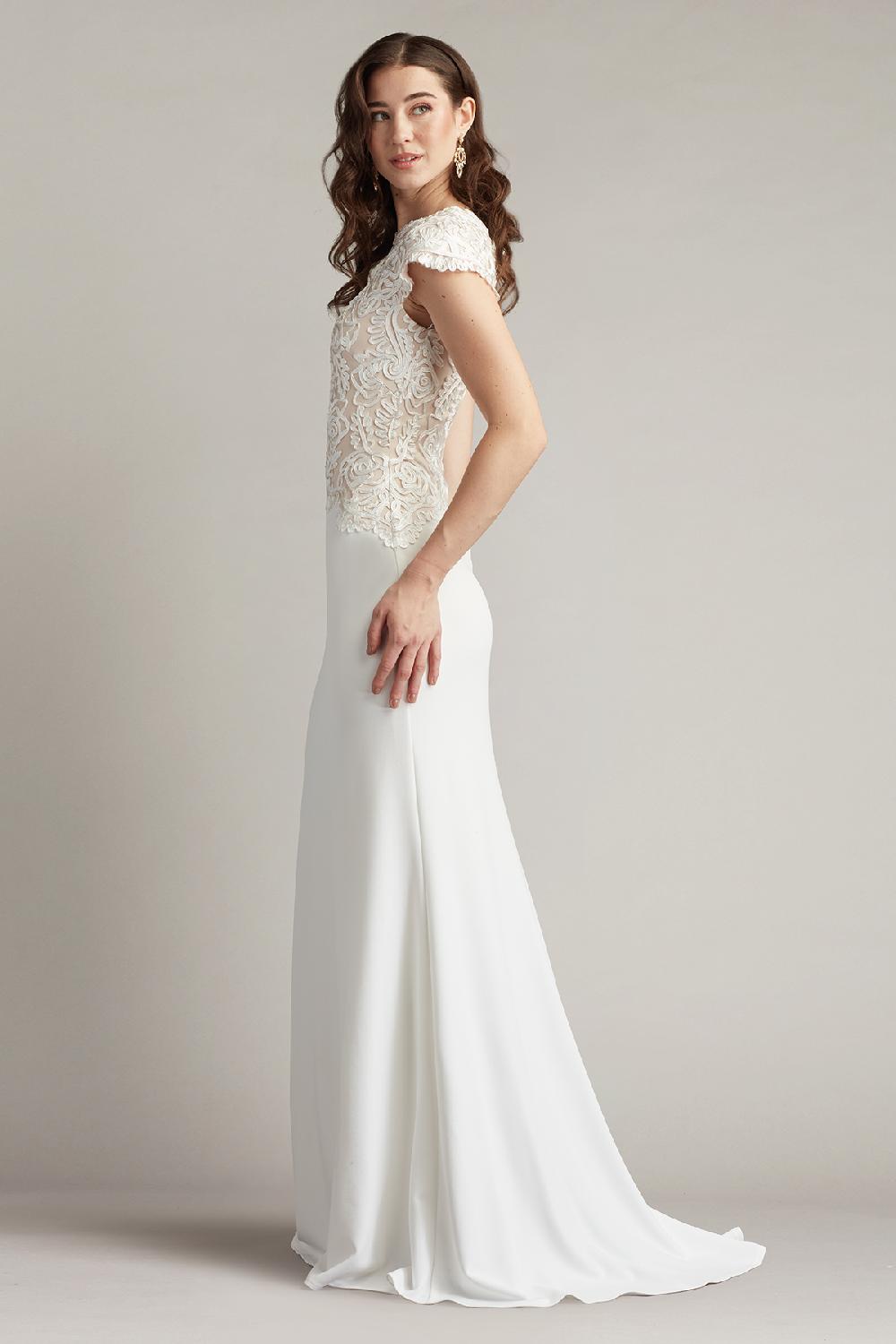 Tadashi Shoji Isadora Embroidered Crepe Gown