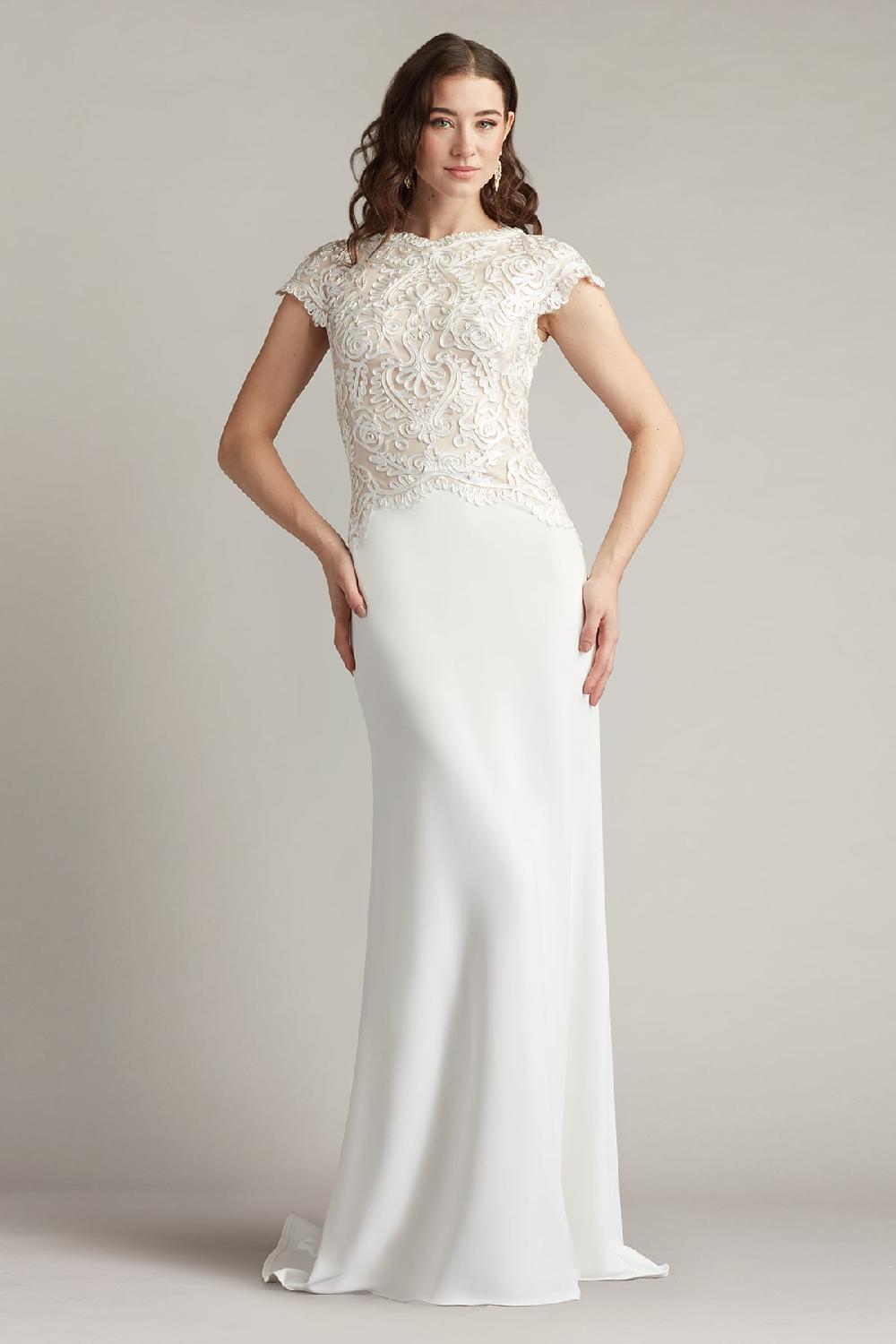 tadashi shoji Isadora Embroidered Crepe Gown