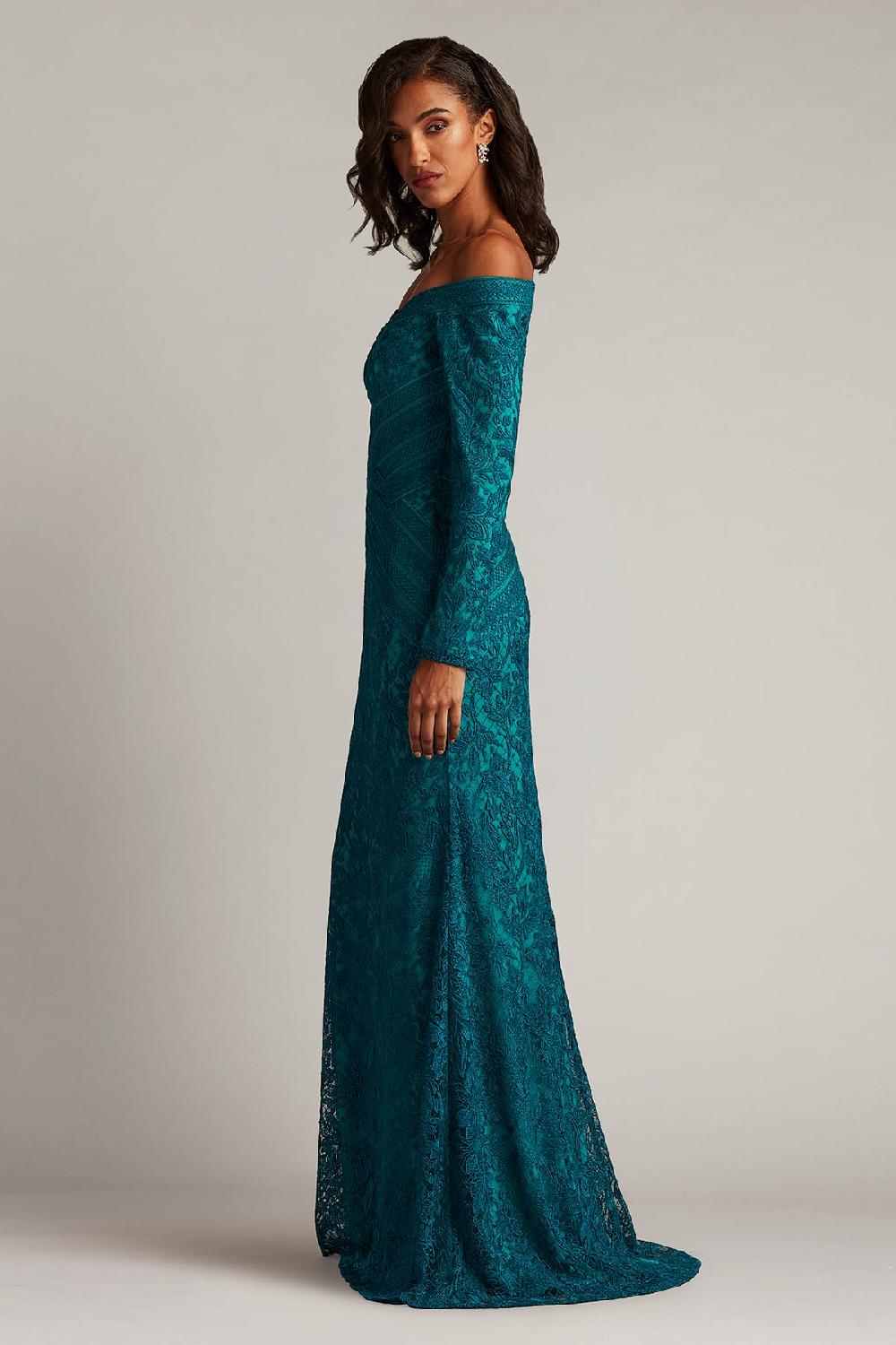 Tadashi Shoji Ishana Off-Shoulder Embroidered Gown