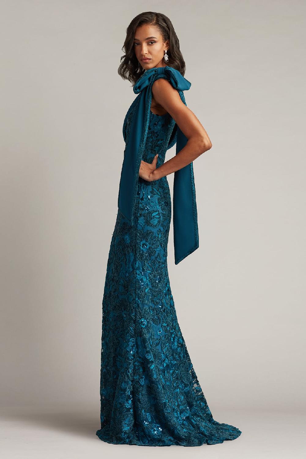 Tadashi Shoji Ishani Bow-Shoulder Gown