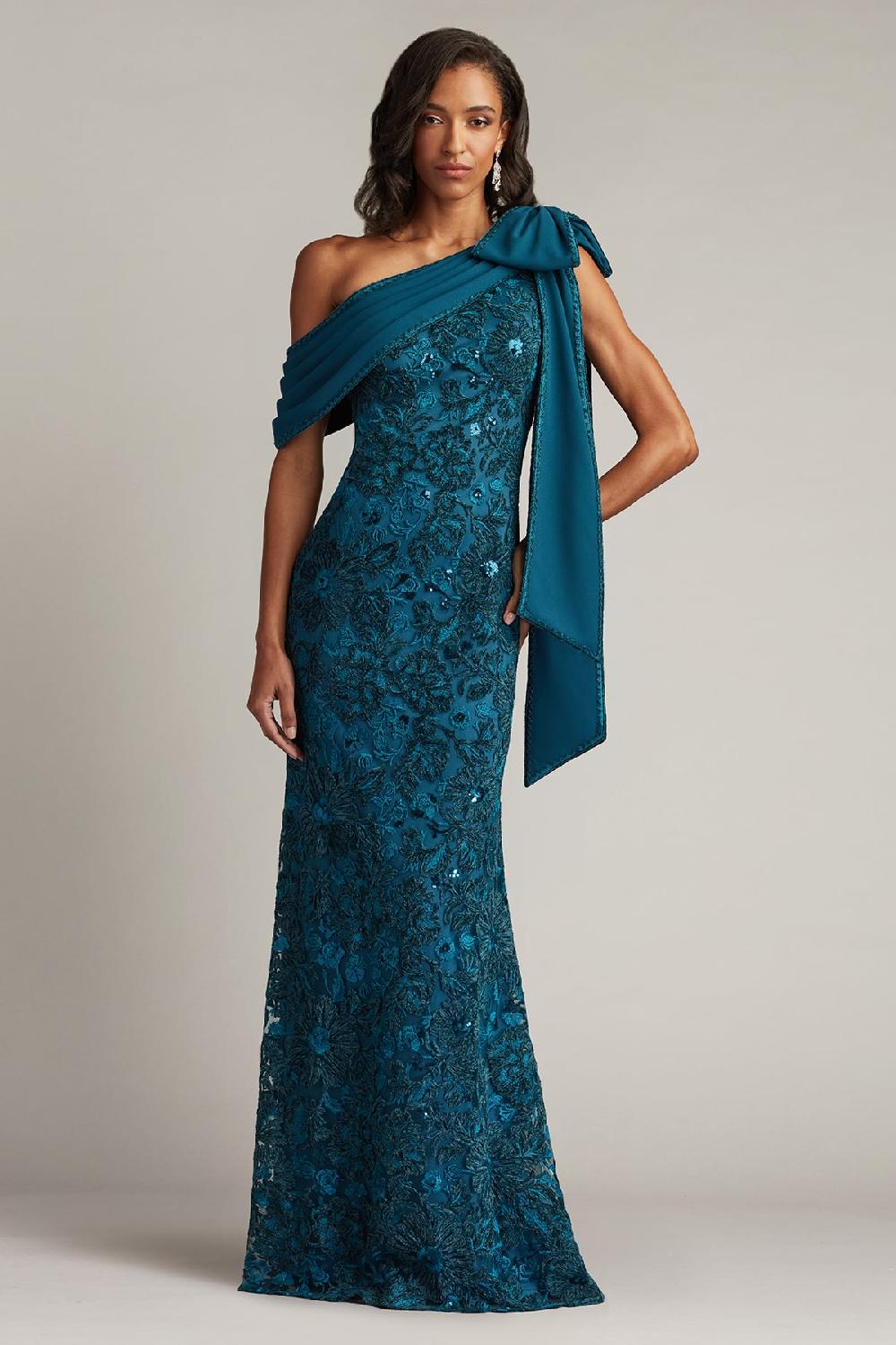tadashi shoji Ishani Bow-Shoulder Gown